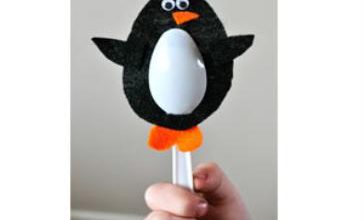 کاردستی ساده پنگوئن با قاشق یکبار مصرف