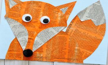 کاردستی روباه با تکه های روزنامه