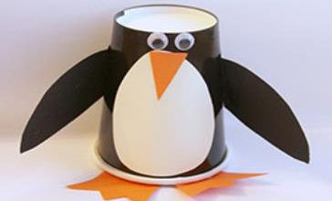 کاردستی پنگوئن با لیوان یکبار مصرف