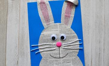 کاردستی خرگوش با تکه های روزنامه