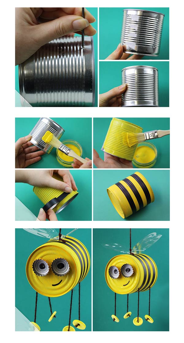 کاردستی زنبور با قوطی کنسرو
