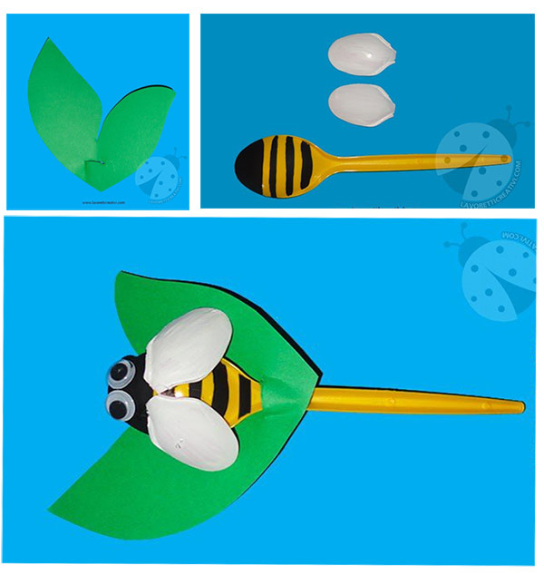 کاردستی زنبور با قاشق یکبار مصرف