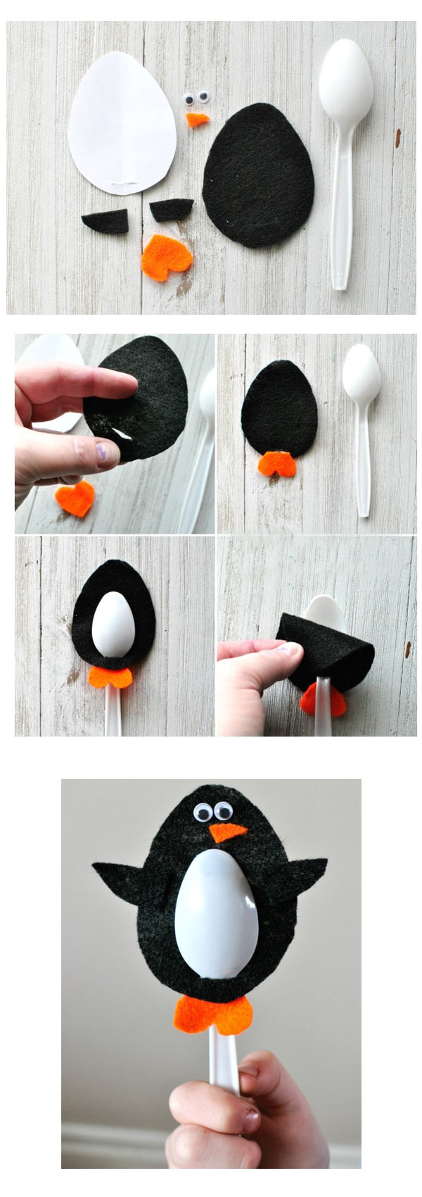 کاردستی ساده پنگوئن با قاشق یکبار مصرف