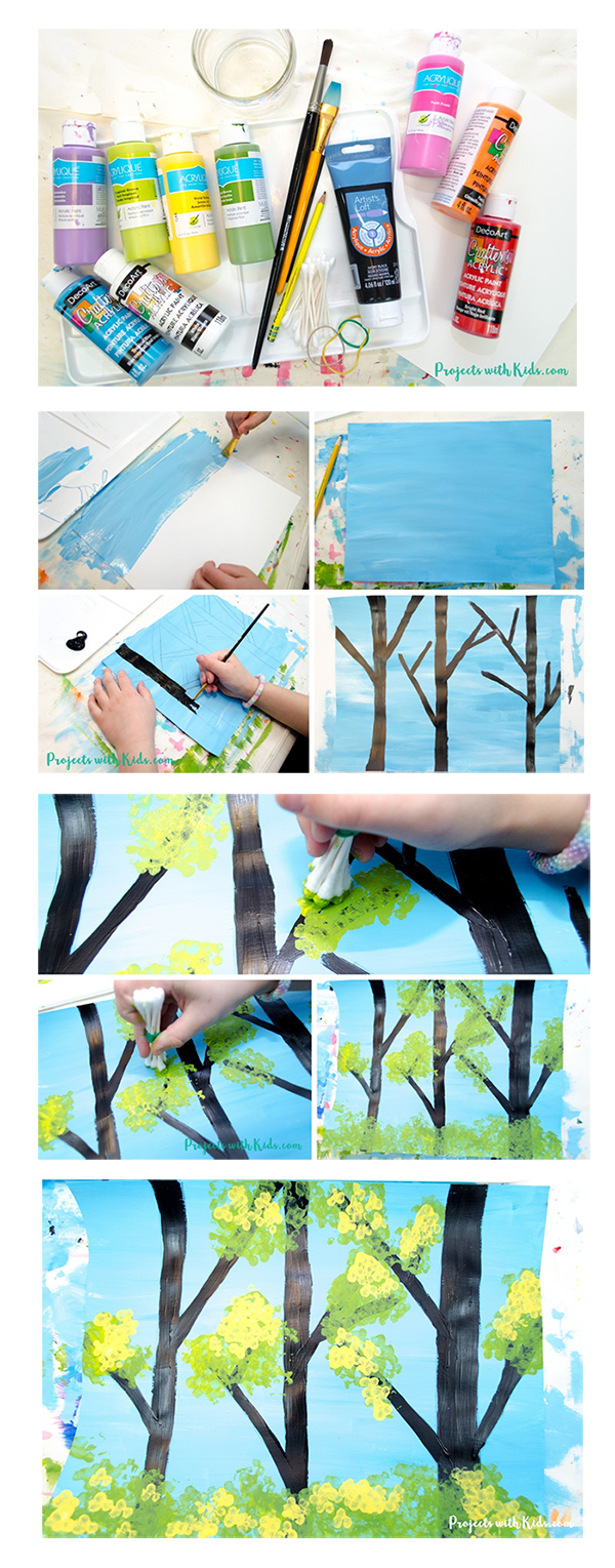 نقاشی خلاقانه درخت با گوش پاک کن